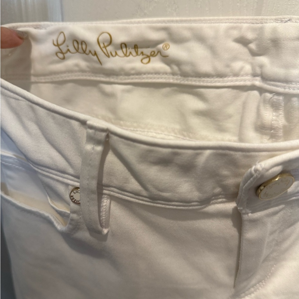 Lilly Pulitzer White Cotton Worth Skinny Resort Jeans Size 4 - Picture 3 of 11